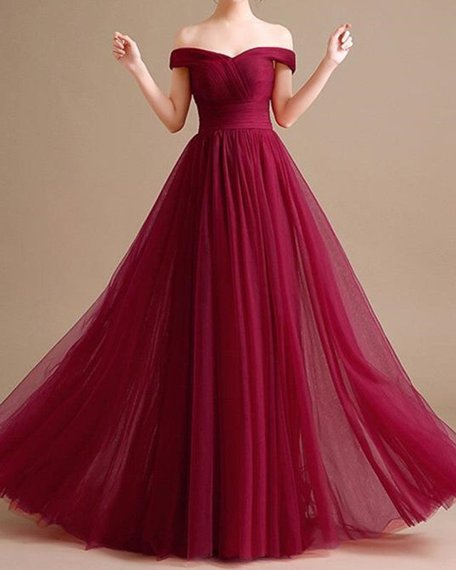 Burgundy tulle bridesmaid outlet dress