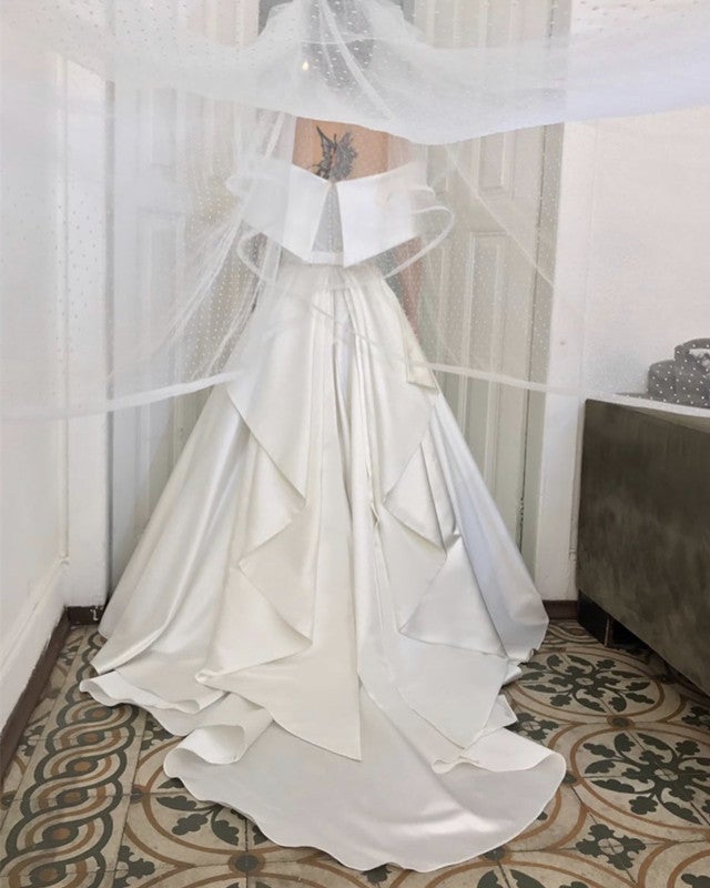 Bustle Wedding Dresses A-line Vintage Lace Bridal Gown – alinanova