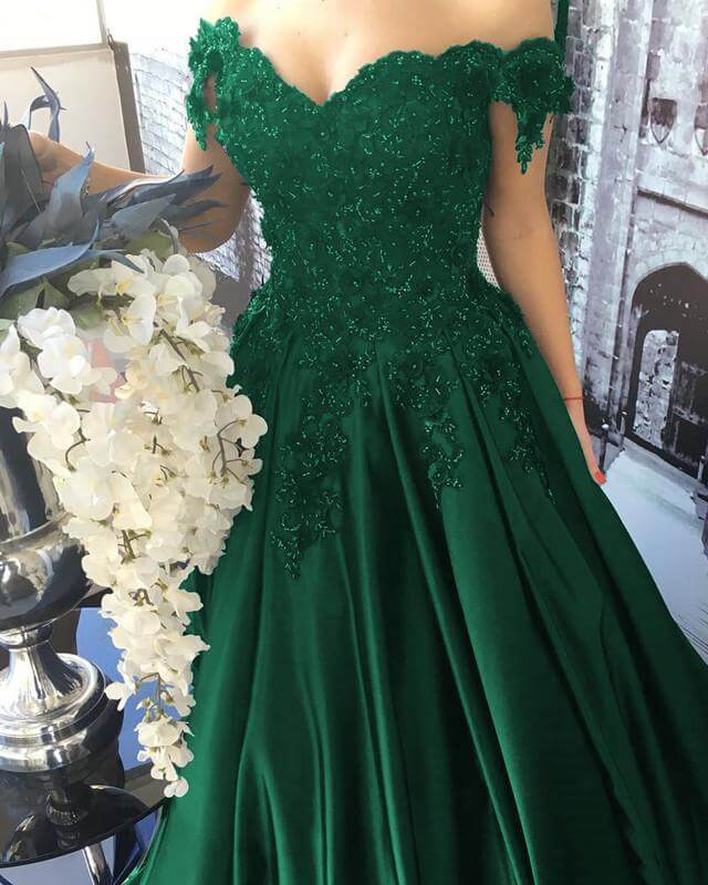 emerald green ball gown