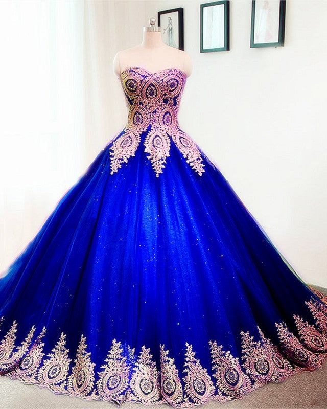 Royal Blue Gold Lace Royal Blue Quinceanera With Sweetheart Neckline And  Laces Up Back 2022 Collection For Women, Plus Size Available Perfect For  Prom, Party, And Evening Events From Sweety_wedding, $154.42