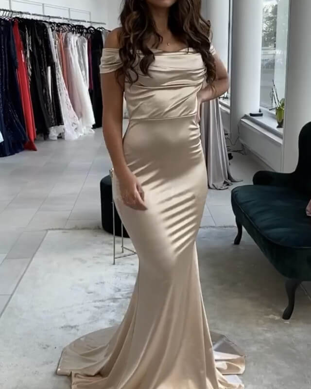 Champagne Mermaid Bridesmaid Dress