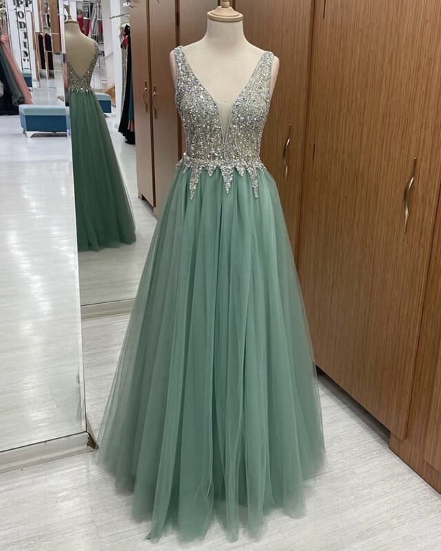 Sage green shop beaded dress