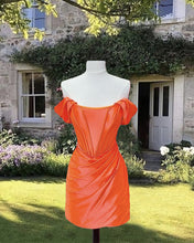 Load image into Gallery viewer, Orange Satin Homecoming Dress
