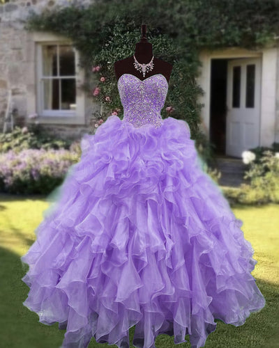 Lilac Ruffle Quinceanera Dress