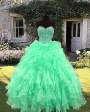 Load image into Gallery viewer, Mint Ruffle Quinceanera Dress
