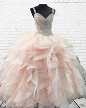 Load image into Gallery viewer, Luxurious Crystal Beaded Sweetheart Organza Ruffles Quinceanera Dresses
