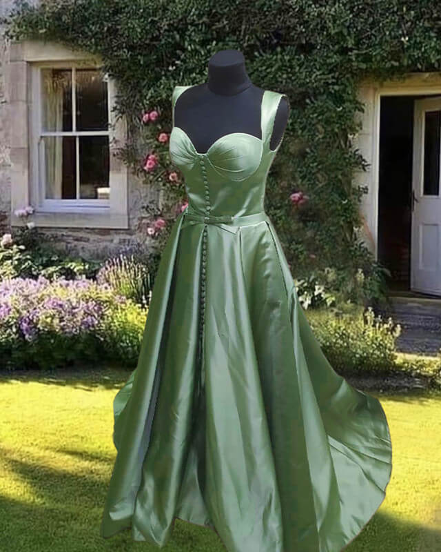 Sage Green Satin Dress