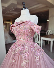 Load image into Gallery viewer, 3D Lace Embroidery Off-the-shoulder Ball Gown Dress
