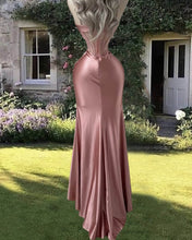 Load image into Gallery viewer, Mermaid Blush Satin Appliques Dress
