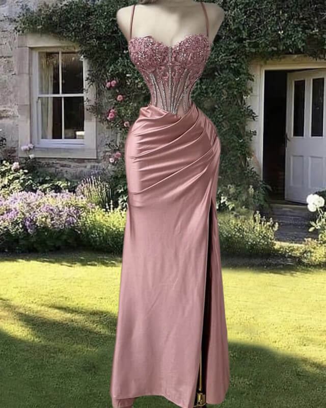 Mermaid Blush Pink Prom Dress