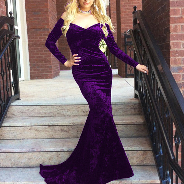 Long sleeve velvet mermaid dress hotsell