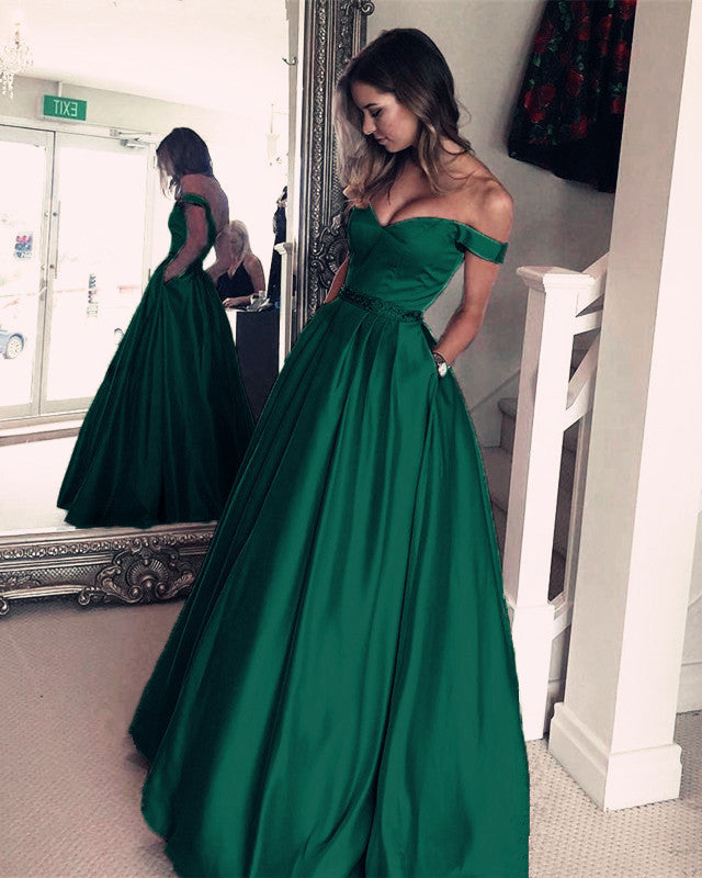 Hotsell Dark Green Evening Dress Off Shoulder Dress Big Bow Green Party Satin Dress