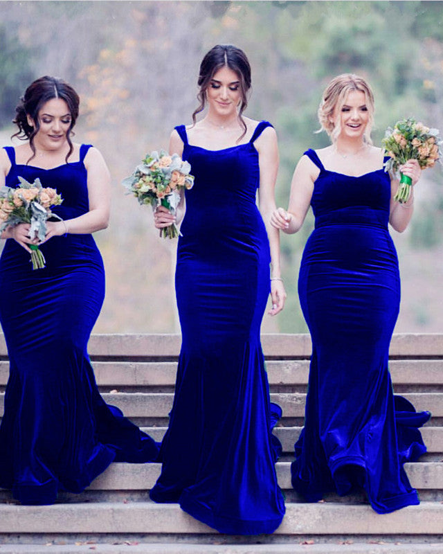 Velvet Bridesmaid Dresses Sweetheart Mermaid Floor Length Gown – alinanova