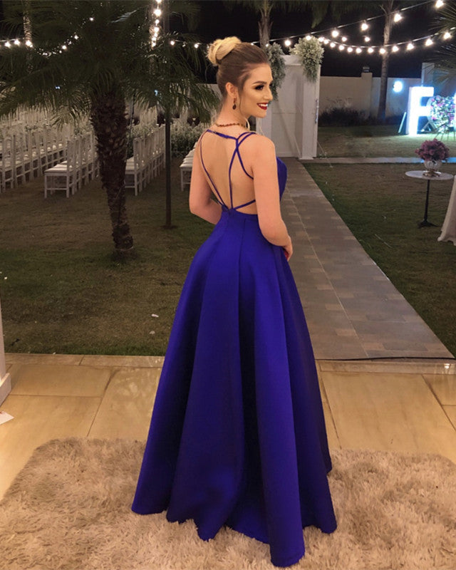 2019 Evening Dresses Long Satin Backless Prom Gowns – alinanova