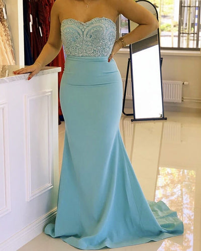 Baby Blue Mermaid Prom Dresses