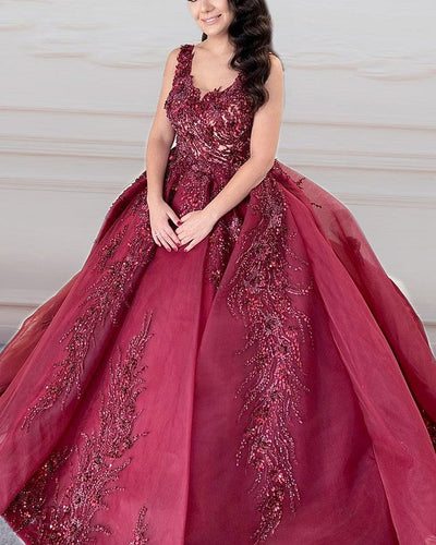 Burgundy Wedding Ball Gown Dresses