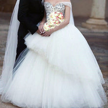 Load image into Gallery viewer, Bling Bling Pearl And Crystal Beaded Wedding Dress Ball Gown Off Shoulder-alinanova
