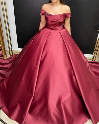 Burgundy Ball Gown Dress