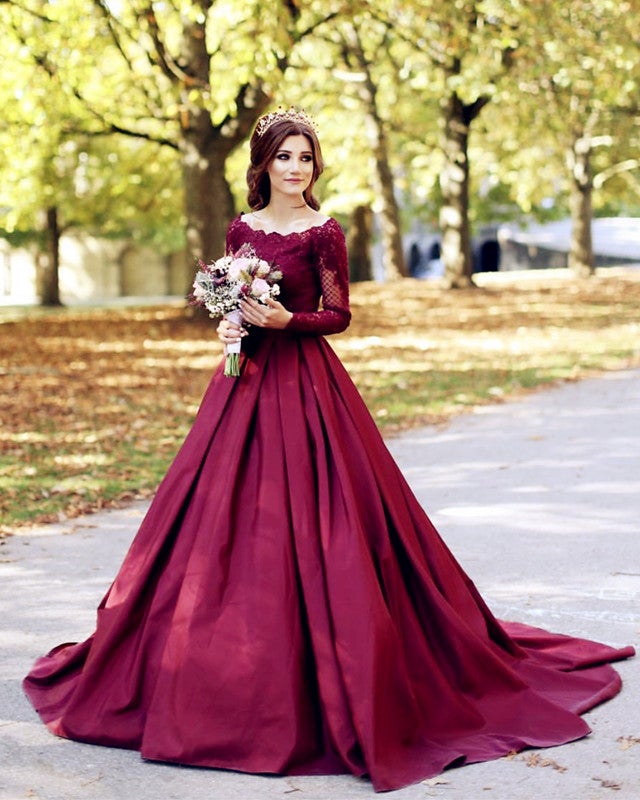 Long sleeve lace burgundy bridesmaid dress best sale