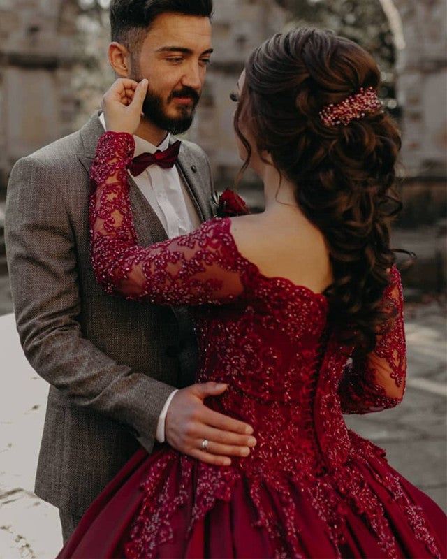 Maroon colour wedding dress hotsell