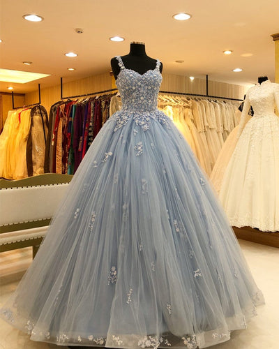 Chic Lace Beaded Sweetheart Tulle Ball Gowns Quinceanera Dresses-alinanova