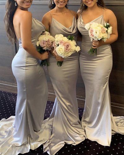 Silver Mermaid Bridesmaid Gowns