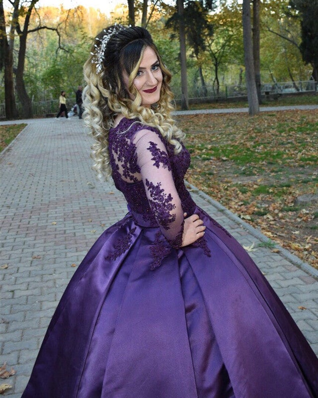 Purple Wedding Dresses with Sleeves