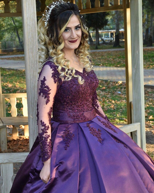 Purple Wedding Dresses with Sleeves