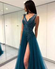 Load image into Gallery viewer, Teal-Blue-Prom-Dresses
