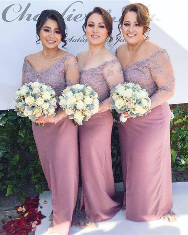 Sleeved-Bridesmaid-Dresses-Plus-Size-Formal-Evening-Gowns