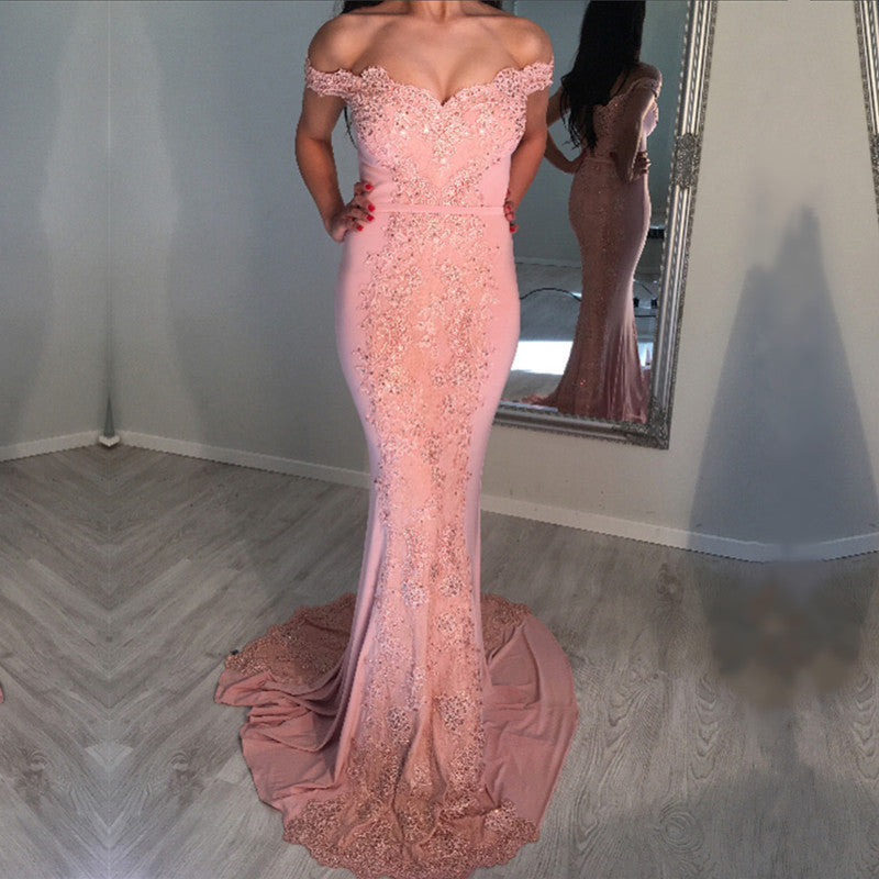 Sexy Off Shoulder Mermaid Prom Dresses Appliques – alinanova