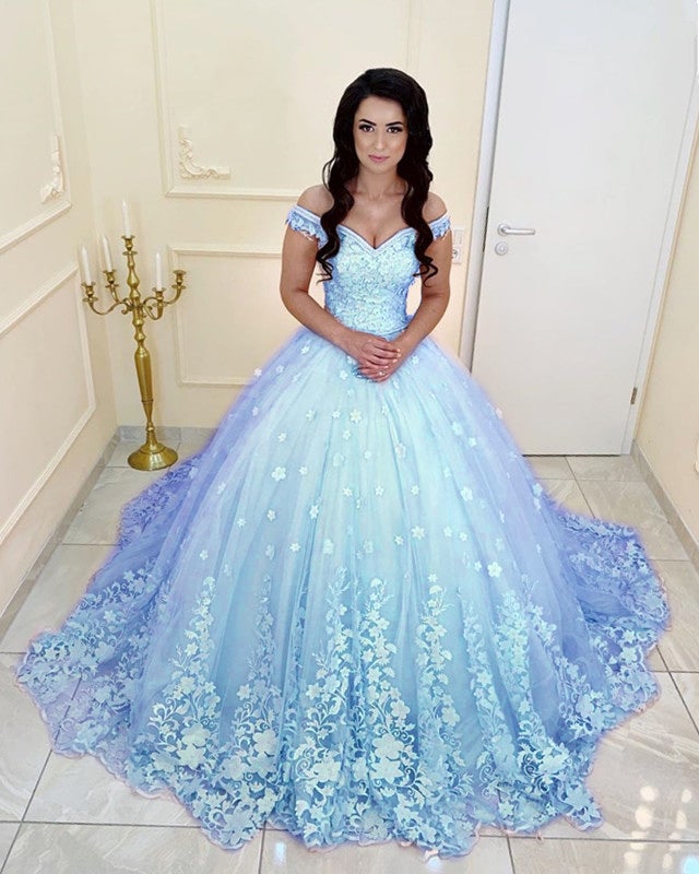 Lace Embroidery Quinceanera Dresses Ball Gown Off The Shoulder – alinanova