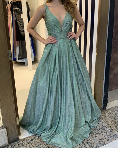 Green Glitter Prom Dresses