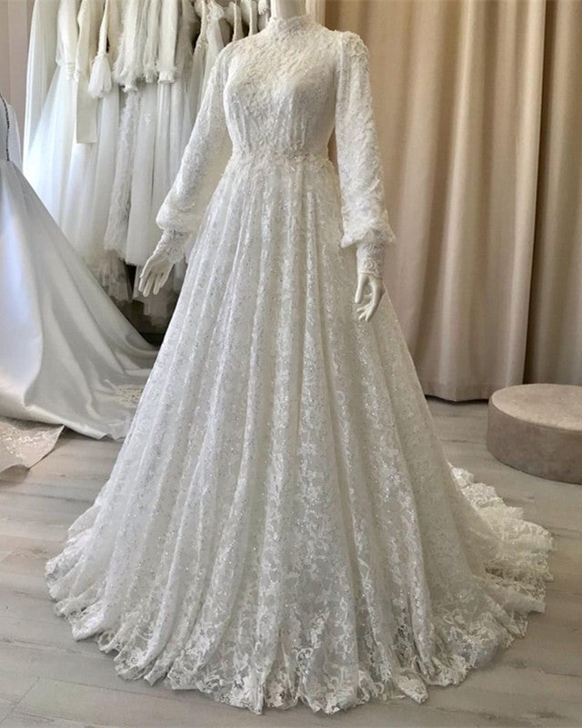 Modest Lace Wedding Dresses Long Sleeve – alinanova