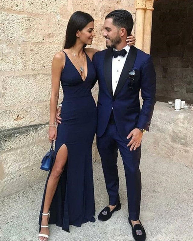 Navy Blue Mermaid Prom Dresses alinanova