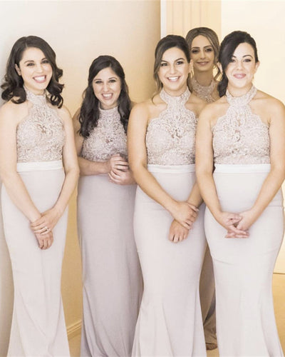 Nude Pink Mermaid Bridesmaid Dresses