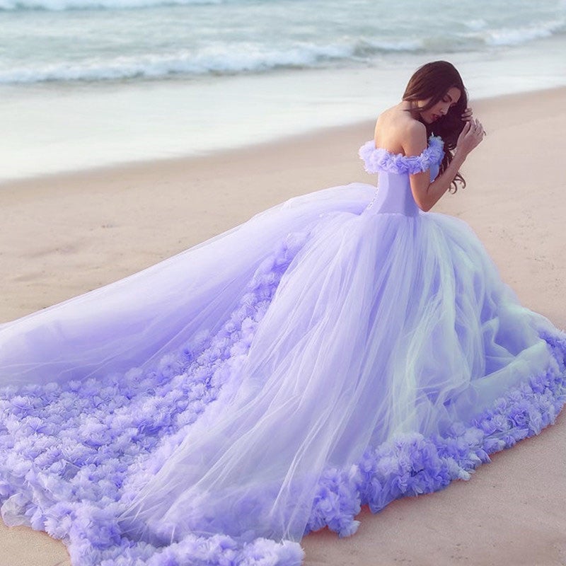 Purple ball gown wedding dresses best sale