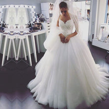 Load image into Gallery viewer, Pearl Embroidery Beaded Tulle Princess Wedding Dresses-alinanova
