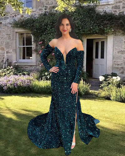 Mermaid Dark Green Sequin Gown