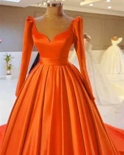 Ball Gown Orange Satin Dress