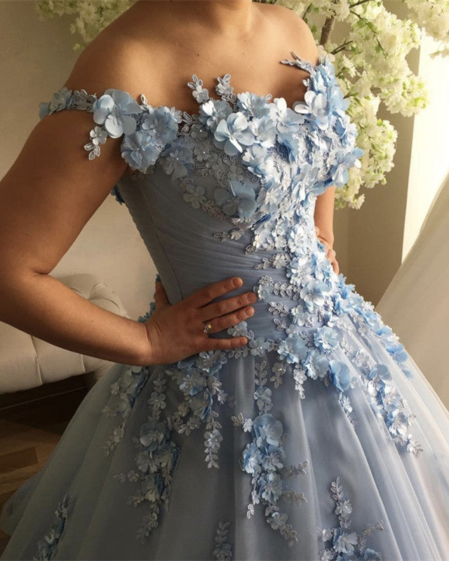 Sweetheart Ball Gown Prom Dresses 3D Flowers Embroidery – alinanova