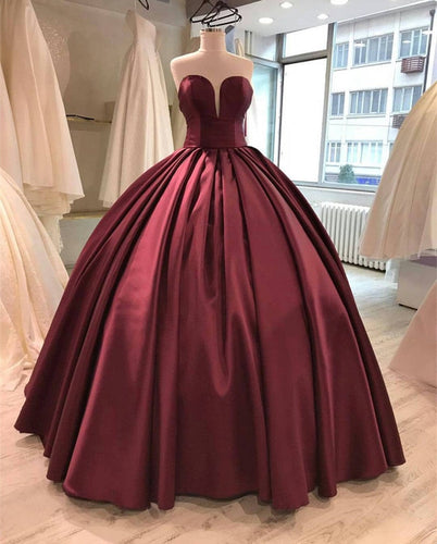 Satin Sweetheart Prom Dresses Ball Gowns-alinanova