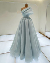 Load image into Gallery viewer, Light Blue Prom Dresses One Shoulder
