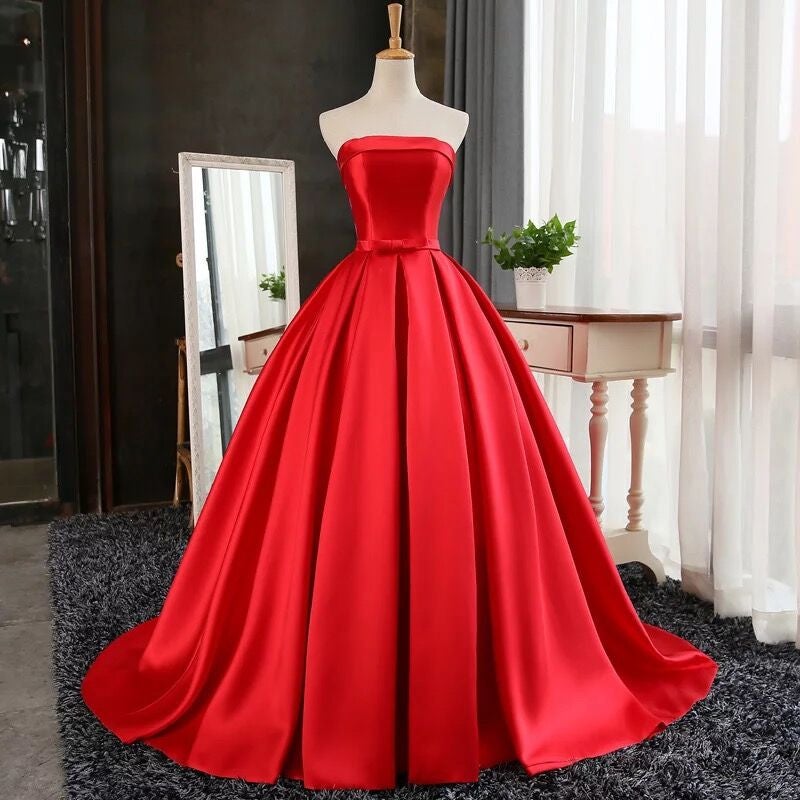 Red strapless ball gown online