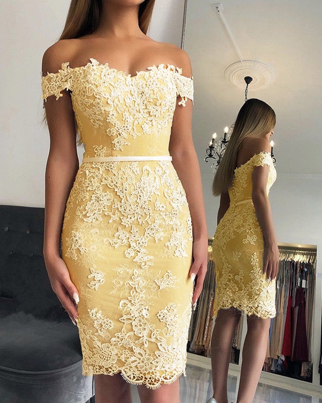 Sheath Homecoming Dresses Lace Off The Shoulder alinanova