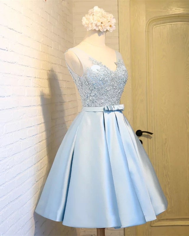 Elegant V Neck Homecoming Dresses Lace Appliques – alinanova