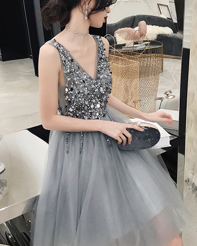 Short Silver Prom Dress