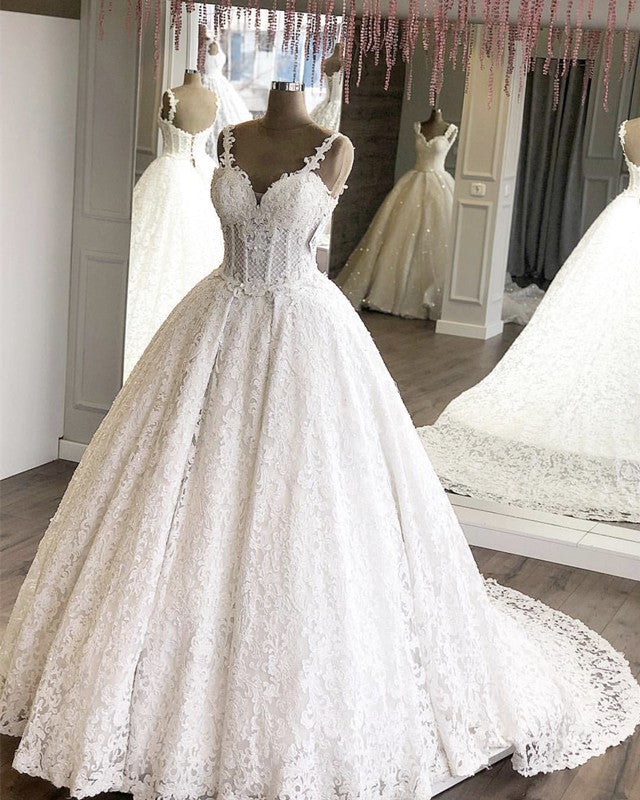 Lace Wedding Dresses Floor Length Sweetheart Ball Gowns – alinanova