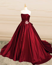 Load image into Gallery viewer, Strapless Ball Gown Satin Dresses Ruffles-alinanova
