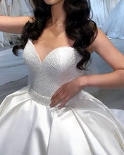 Load image into Gallery viewer, Sweetheart Wedding Dress Pearl Beaded Satin Ball Gown
